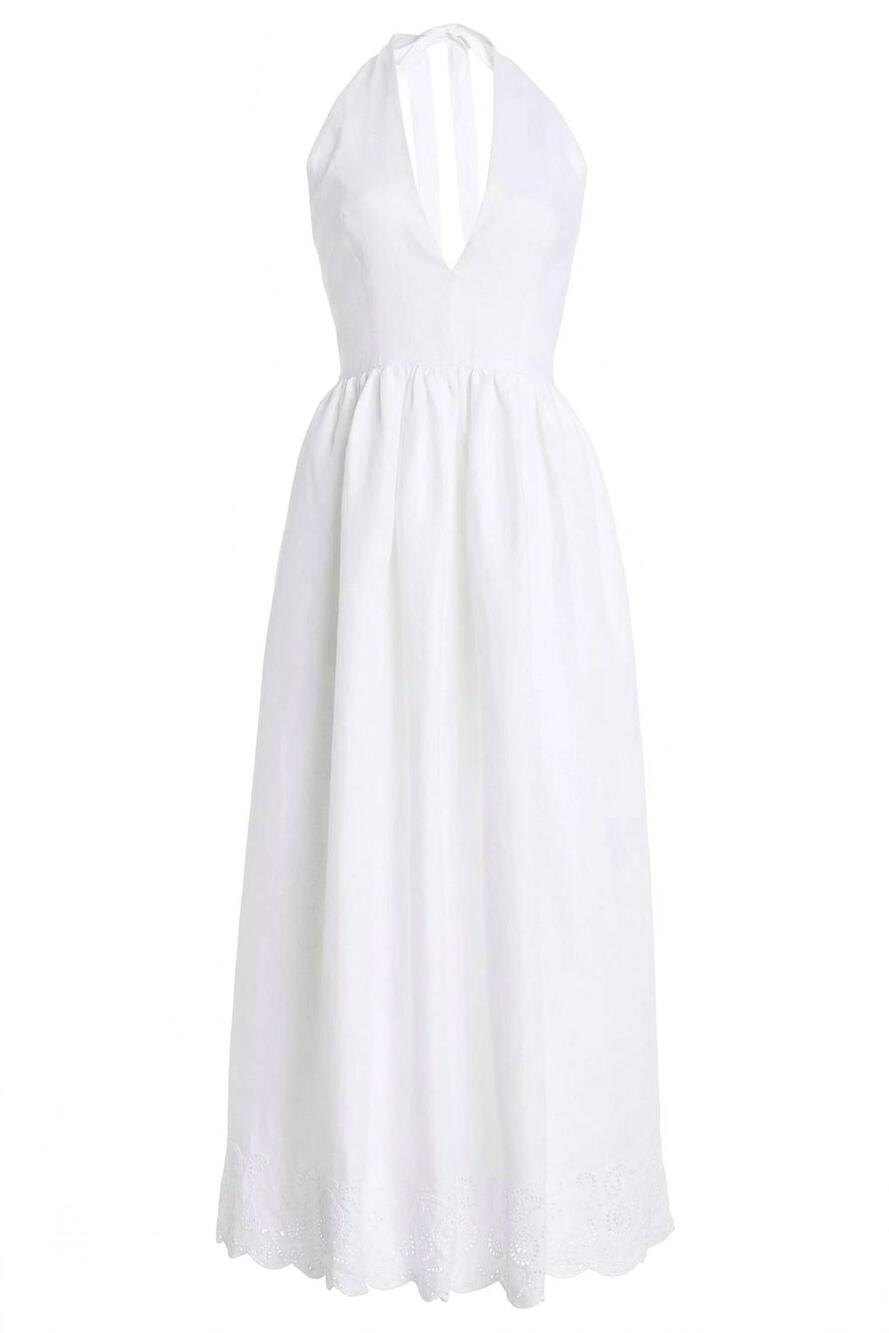 NEW STAUD women's grazia linen dress in white
